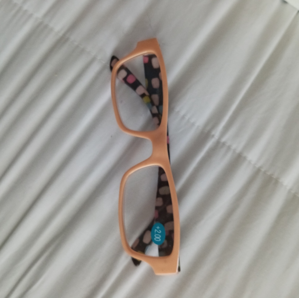 NEW apricot polka dot print reading glasses 200 plus